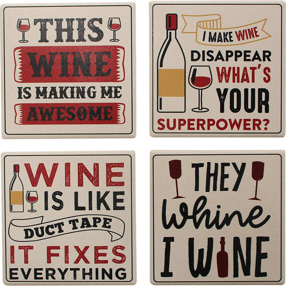 LVD Ceramic Coasters Home/Dining Table Surface Protector Square 9x9cm Wine (4 Pieces)