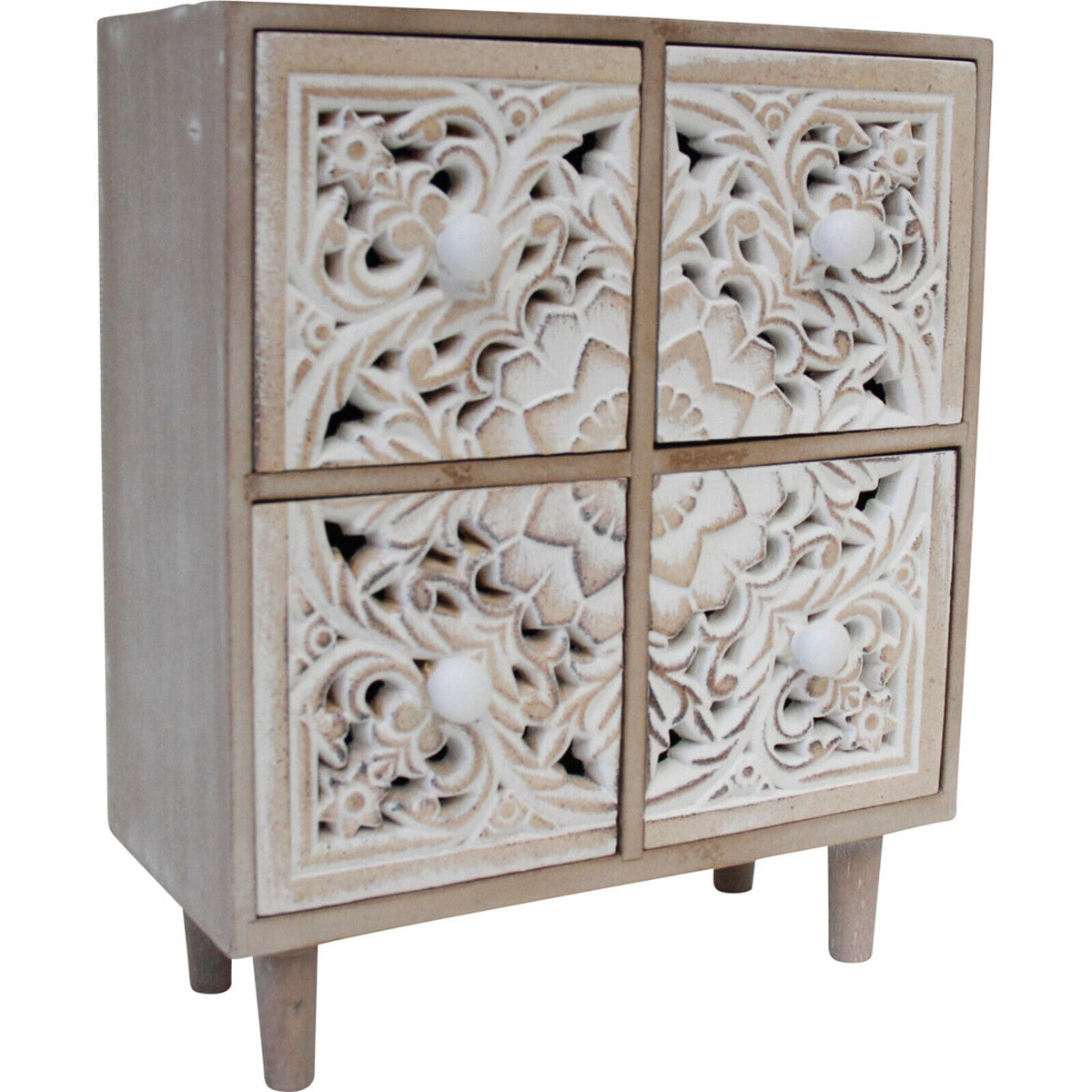 LVD Mandala Carving 22x10cm Wood Jewellery Drawer Organiser Storage Decor Square