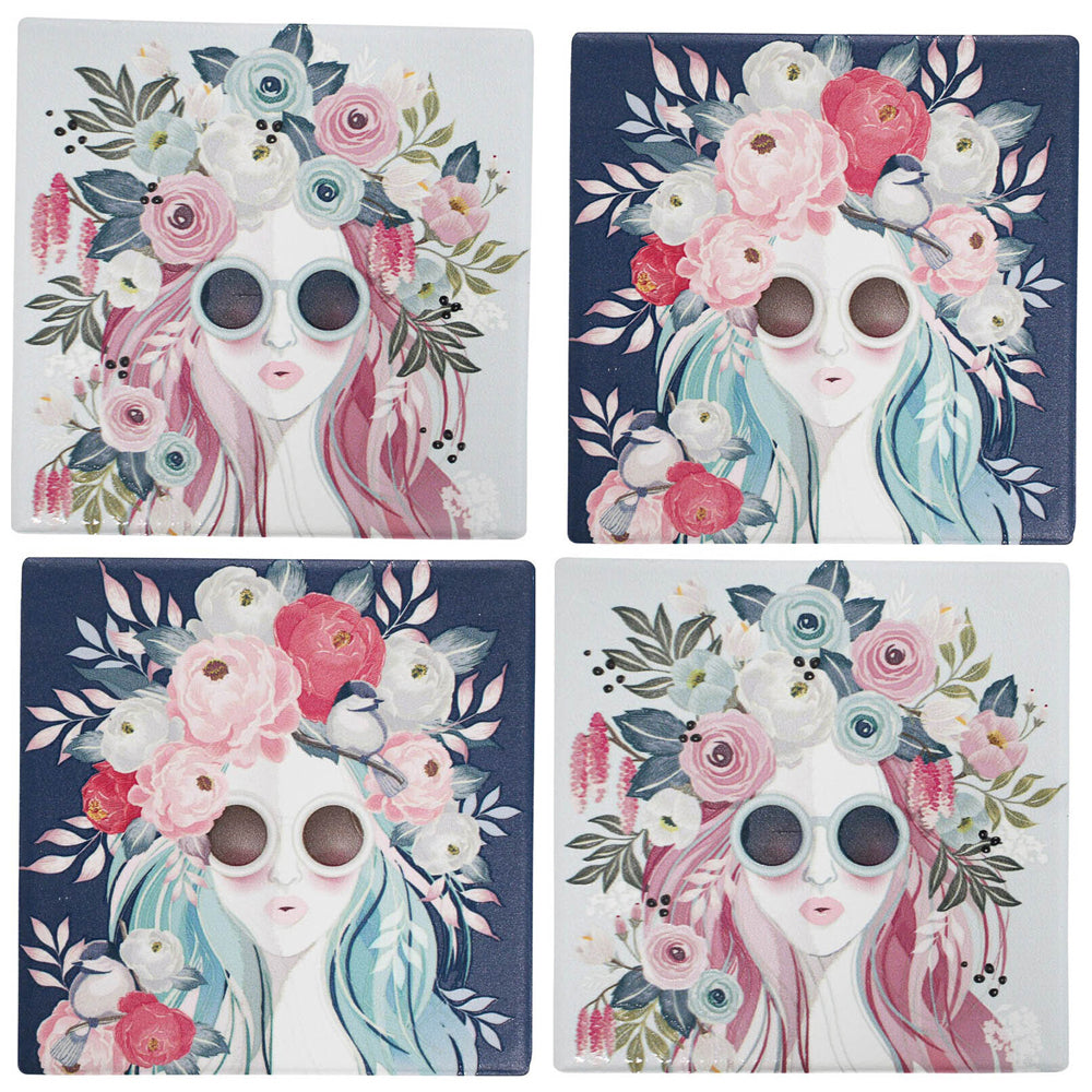 LVD Ceramic Coasters Vogue Placemat/Pad Home/Kitchen Decor 9.5cm Square (4 Pieces)