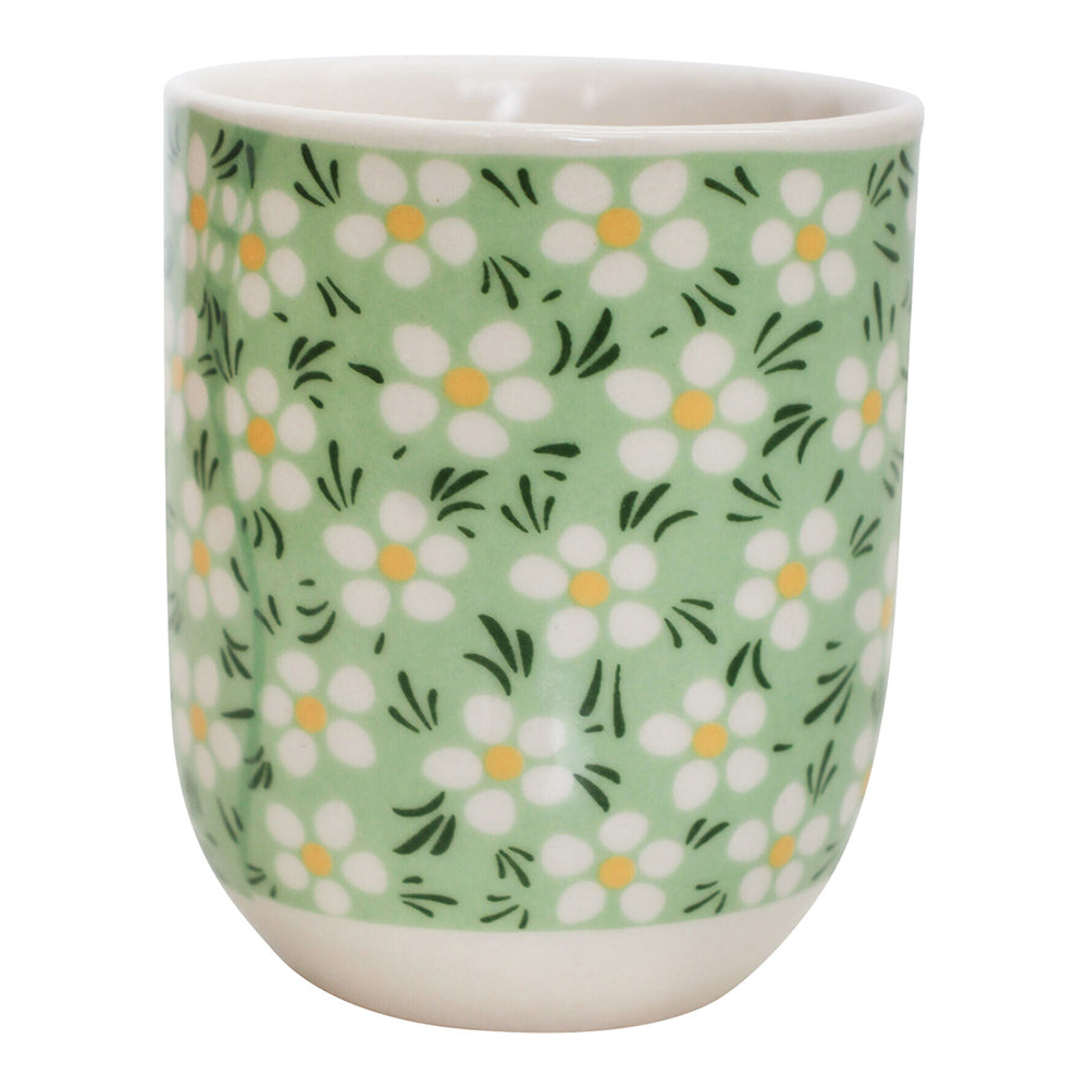 LVD Jappa Ceramic 8cm Coffee/Tea Water Cup Cylindrical Drink Milk Mug Daisy Green
