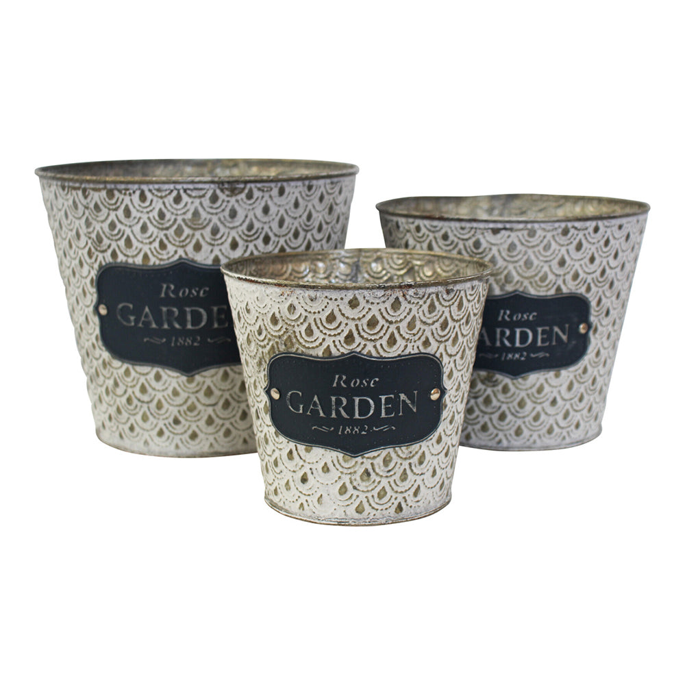 LVD MDF 20/17/14cm Vintage Planters Antique Plant Home Garden Pot Display Set (3 Pieces)