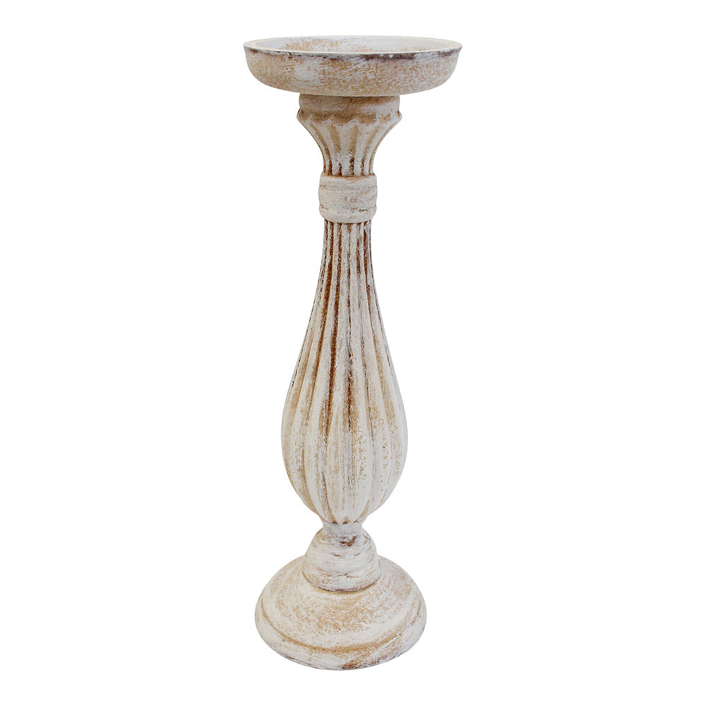 LVD MDF Potts 33cm Pillar/Taper Stick Candle Holder Home Decorative Display White