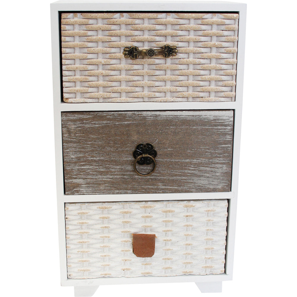 LVD MDF 25cm Esma 3-Drawer Jewellery Box Storage Home Organiser Holder Rectangle