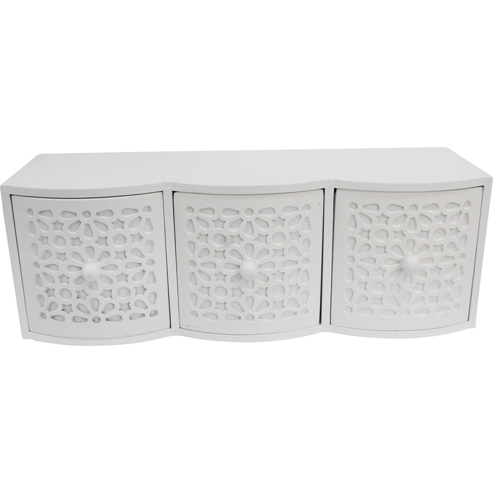 LVD MDF Ornate 3-Drawer 32.5cm Storage Accessory Rect Organiser White — image 3