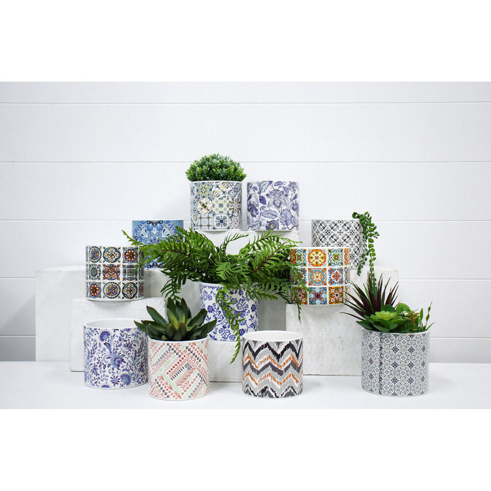 LVD 13x12cm Blue/White Ceramic Decorative Indoor Planter Pot Mykonos — image 3