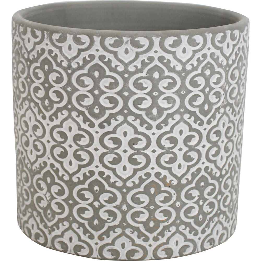 LVD Terracotta Ceramic Decorative Planter Scroll 13.5x12.5cm Grey (2 Pack) — image 2