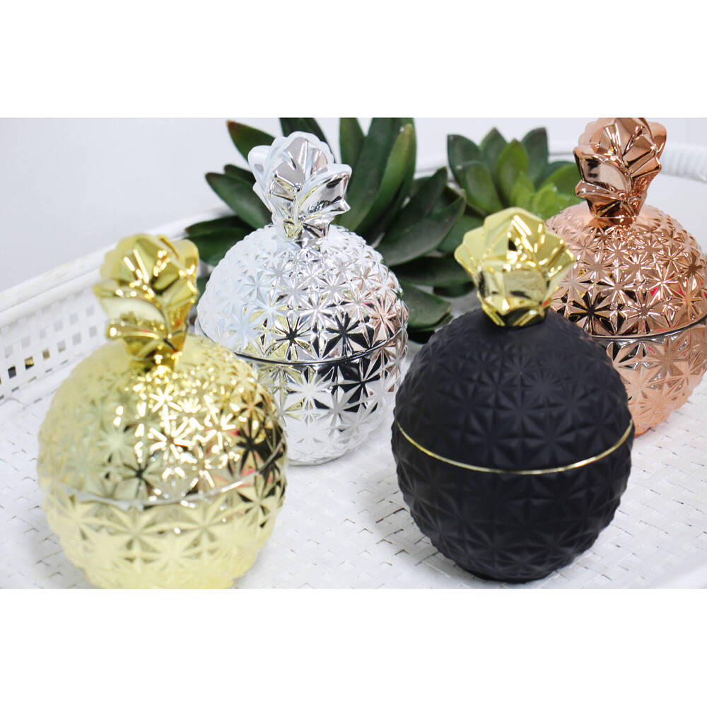 LVD Pine Glass Trinket Box Storage Home Tabletop Decor Round 14cm Silver — image 2