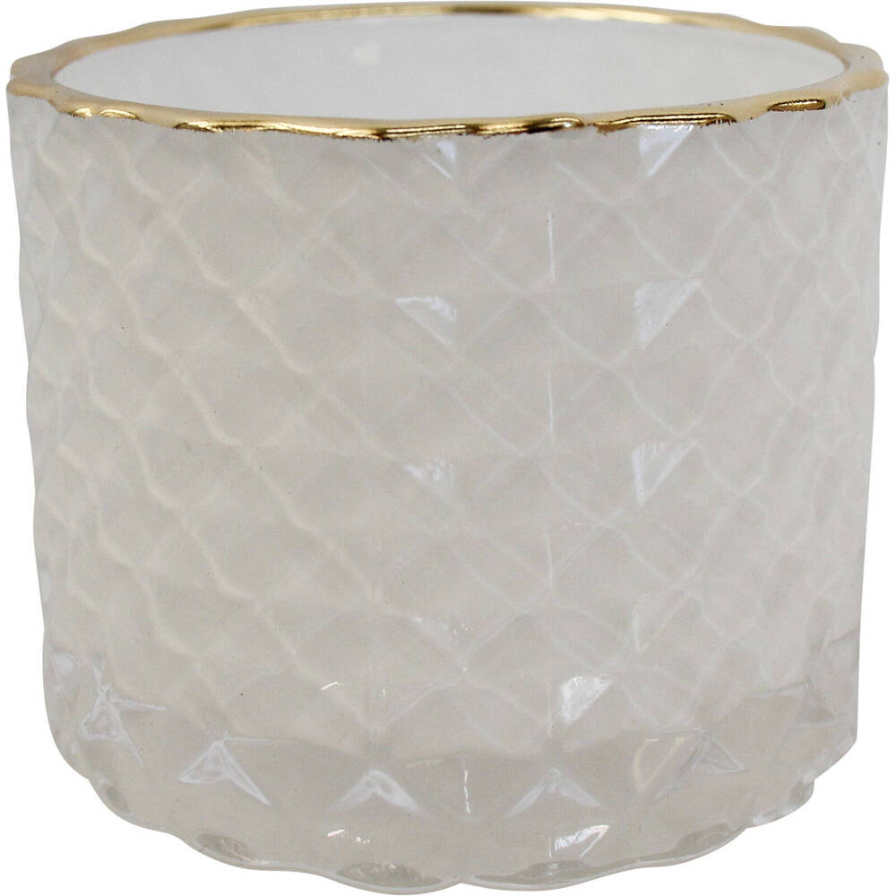 LVD Glass Votive Candle Holder Display Storage Home Decor 7cm Dime White