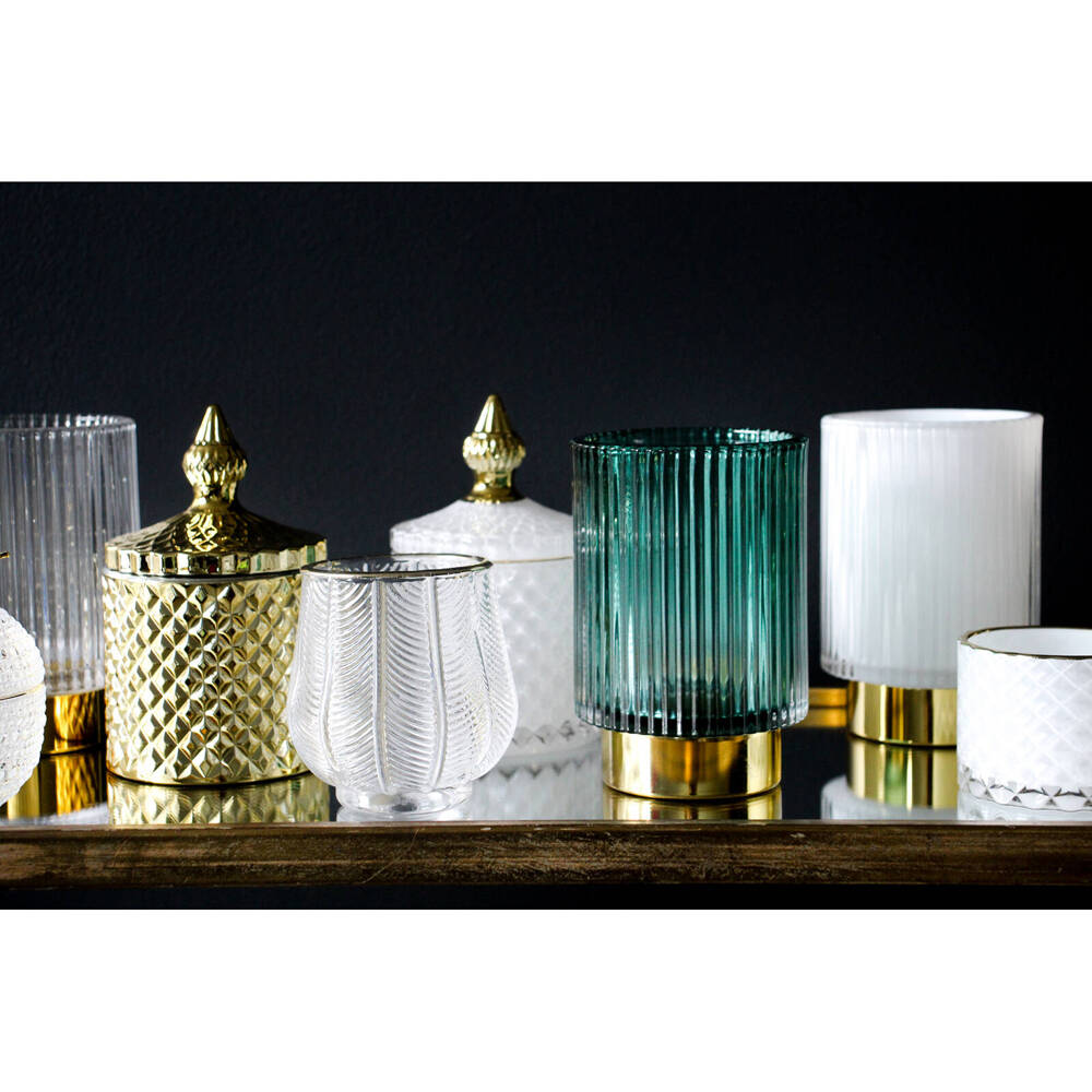LVD Glass Votive Candle Holder Display Storage Home Decor 7cm Dime White — image 2