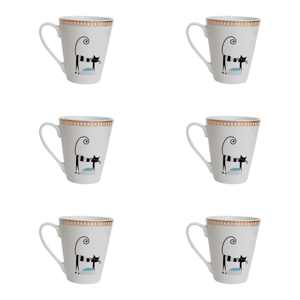 LVD Ceramic Tea/Coffee Mug Cat Tails Home/Kitchen Drinkware 12cm Assorted (6 Pack)