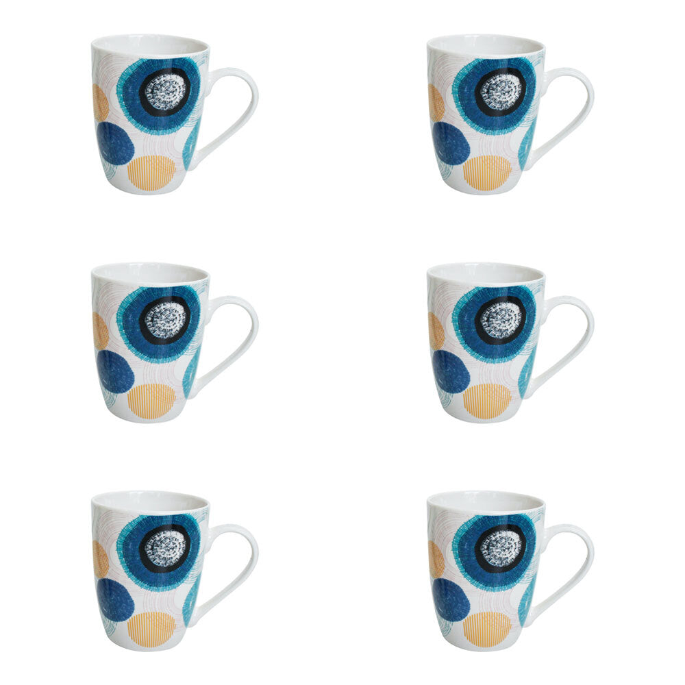 LVD Ceramic Tea/Coffee Mug Modern Art Home/Kitchen Drinkware 12cm Assorted (6 Pack)