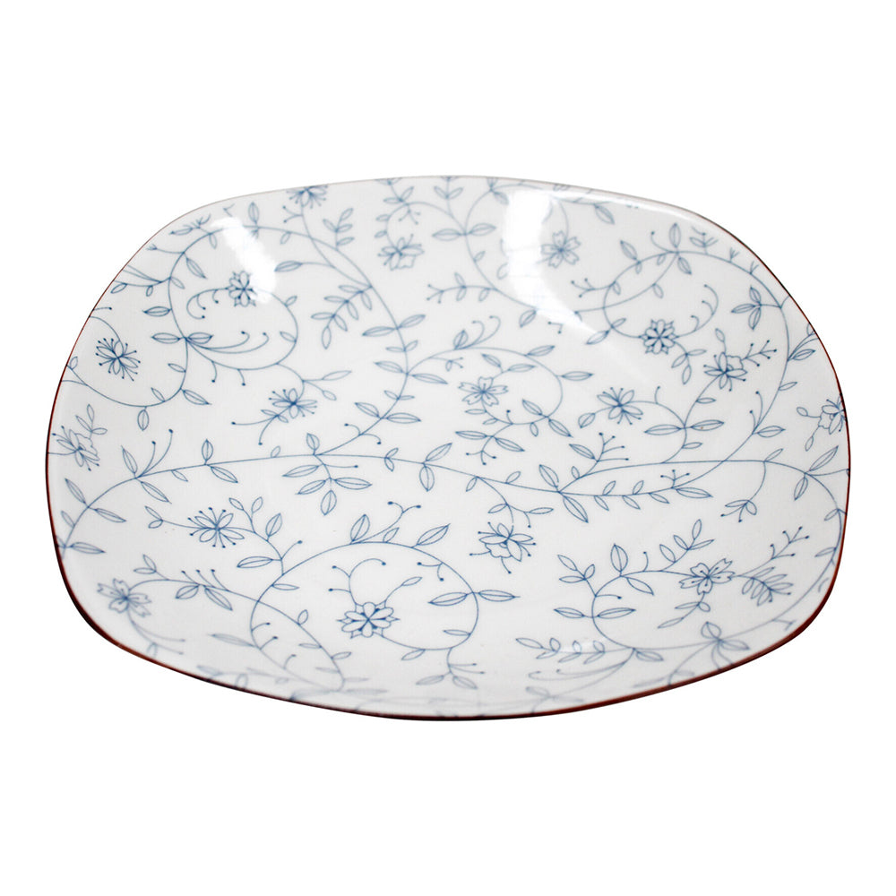 LVD Vine Ceramic 19.5cm Food Serving Plate Dish Square Decorative Tableware White (2 Pack)