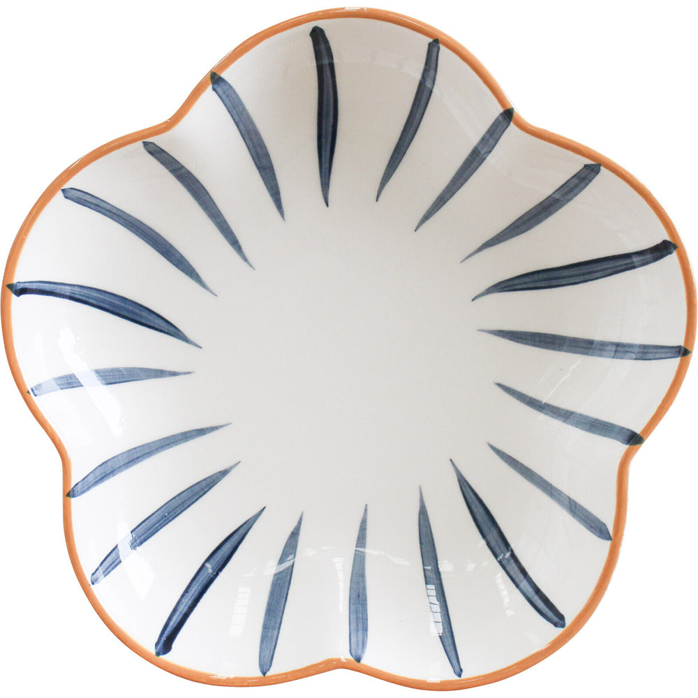 LVD Ceramic 20cm Flower Bowl Dash Serving Food Salad/Snack Dish Dinnerware White (2 Pack)