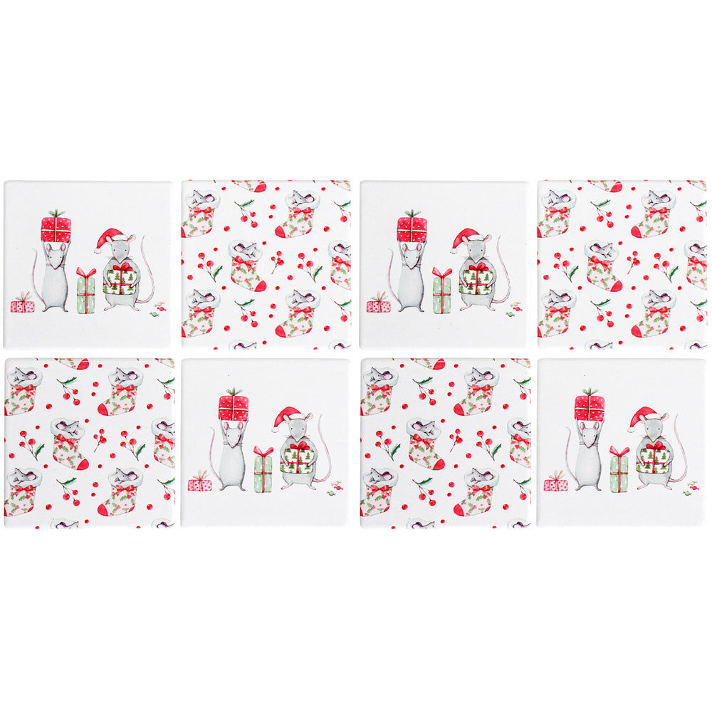 LVD 4pc LVD Coasters Xmas Mouse Decorative Barware/Serveware Home Kitchen Decor (2 Pack)