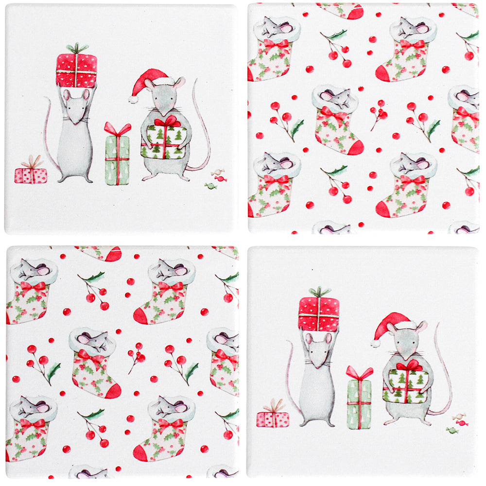 LVD 4pc LVD Coasters Xmas Mouse Decorative Barware/Serveware Home Kitchen Decor (2 Pack) — image 2