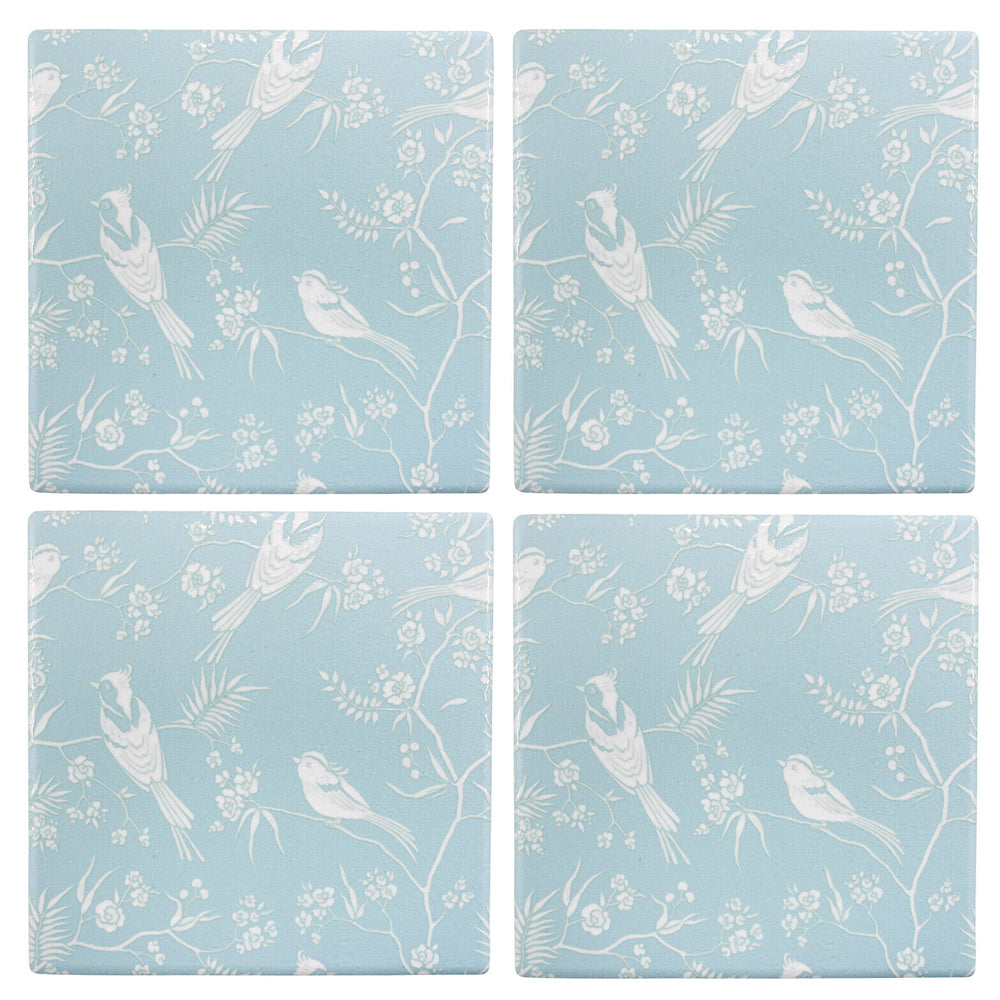 LVD Ceramic Coasters Belle Birds Mat/Pad Home/Kitchen Decor 9.5cm Square (4 Pieces)