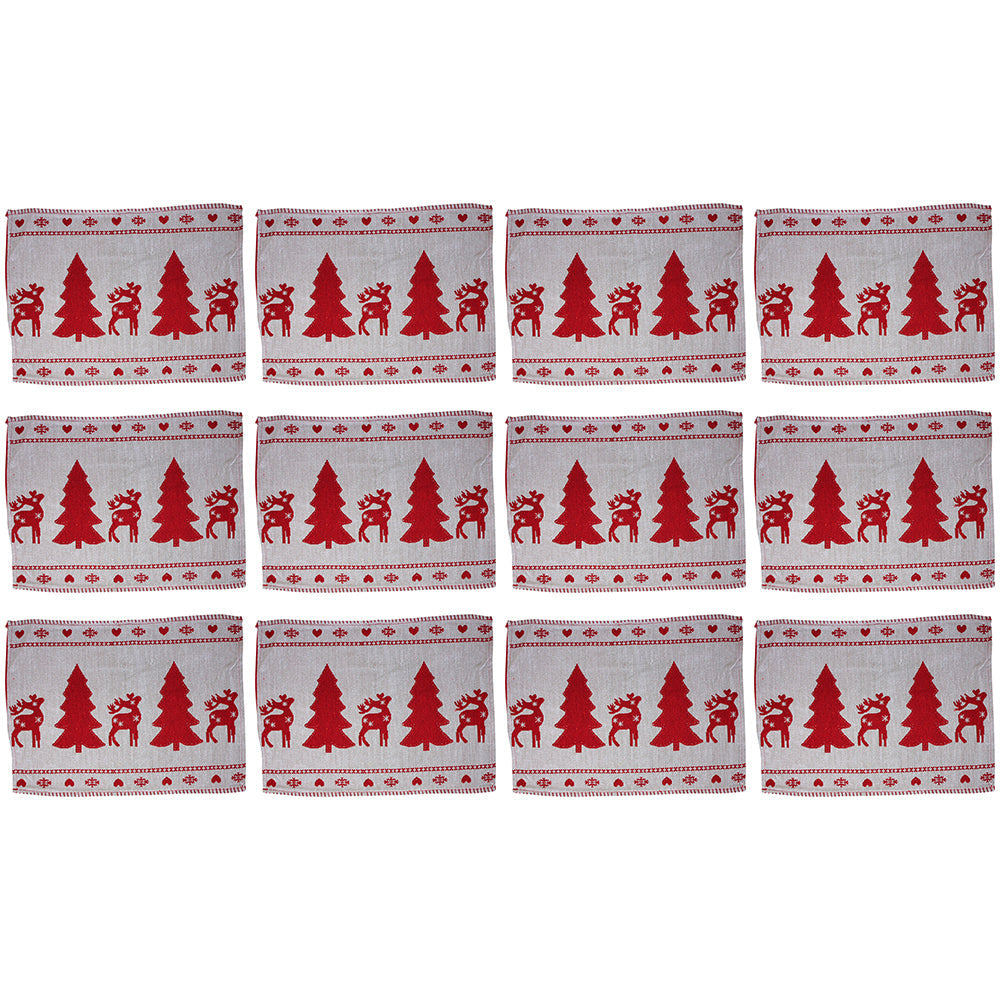 LVD Placemat Christmas Row Decorative Tableware/Serveware Xmas Kitchen Decor (12 Pack)