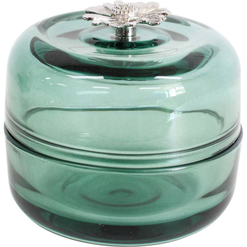 LVD Glass Trinket Box Storage Decor Round 9.5cm - Wilde Jungle