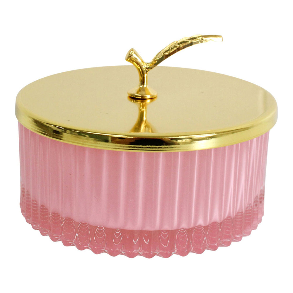 LVD Glass 10cm Jewellery Stem Trinket w/ Lid Round Home Decorative Storage Tango