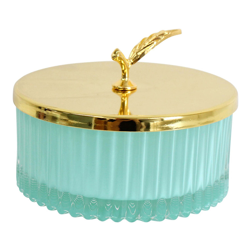 LVD Glass 10cm Jewellery Stem Trinket w/ Lid Round Home Decorative Storage Sorbet