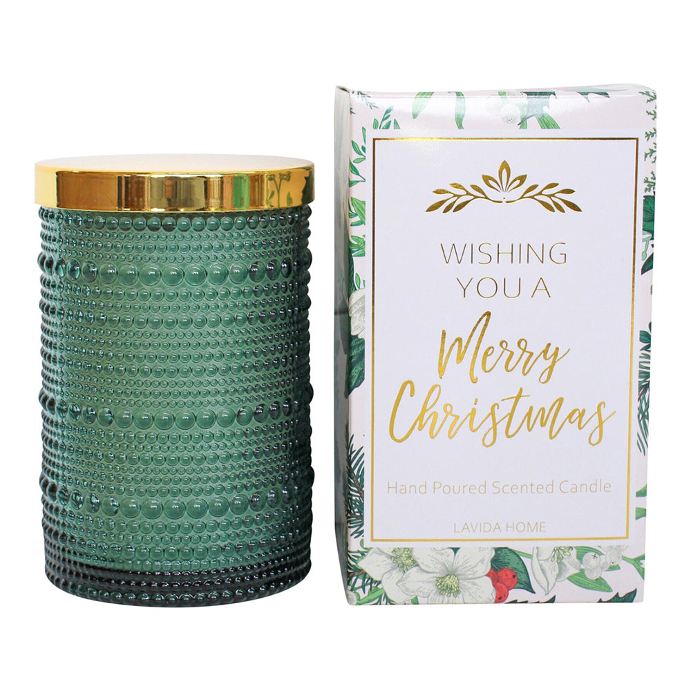 LVD Glass/Wax 12.5cm Scented Tealight Candle Christmas Jungle Home Fragrance Green — image 2