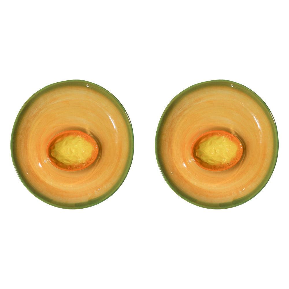 LVD Rockmelon Ceramic 24cm Dip Plate Snack/Salad Serving Dish Tabletop Home Decor (2 Pack)