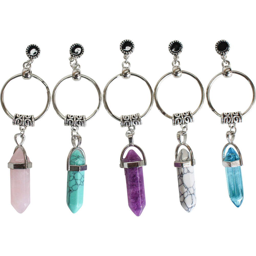 LVD Acrylic/Metal 7cm Gemstones Keyring Set Hanging Accessory Bag/Keychain (5 Pieces)