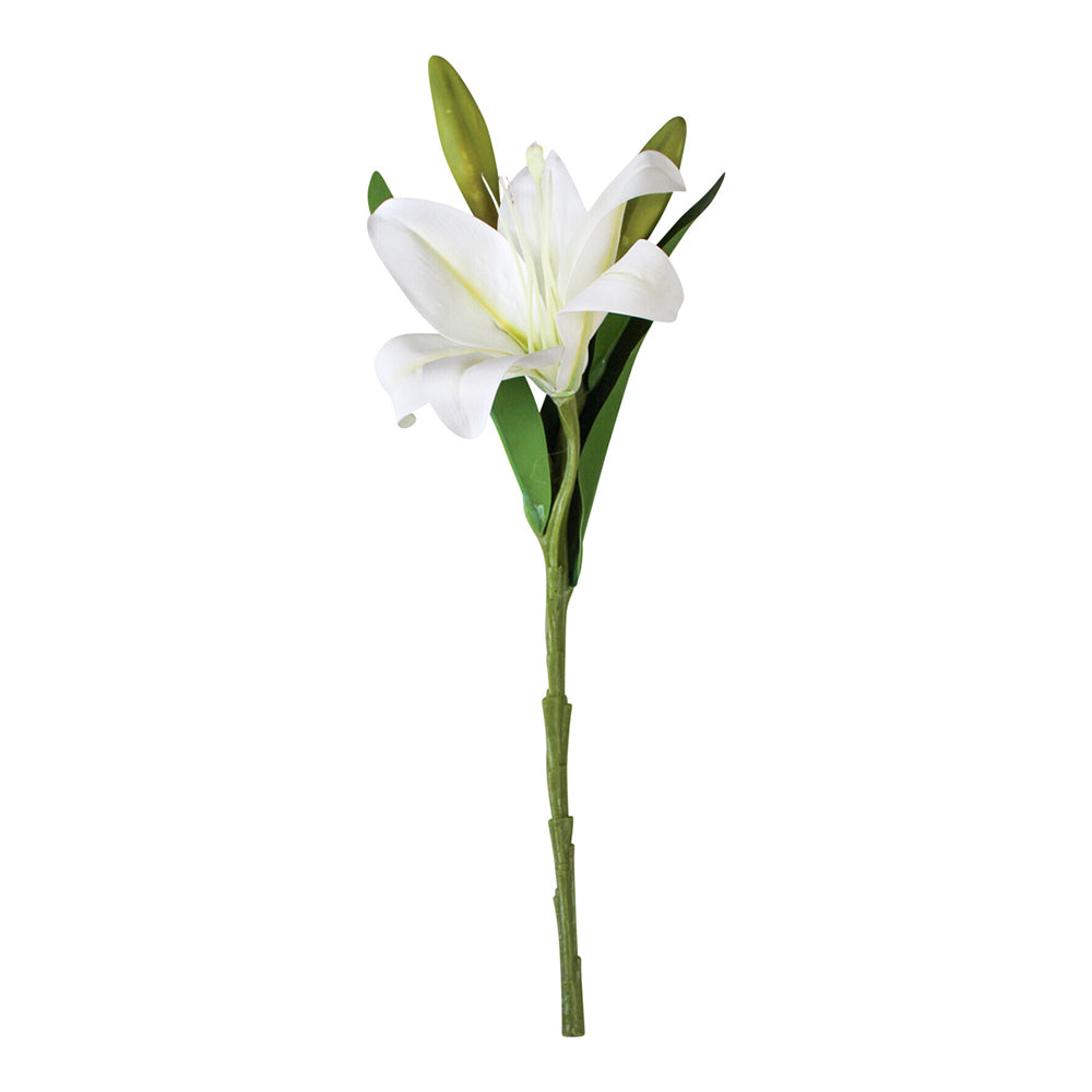 LVD Faux 37cm Lily Stem Artificial/Fake Home/Office Decorative Flower Plant White