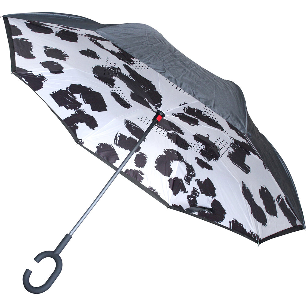 LVD Cow Print Umbrella C-Handle Sun/Rain Shade 107cm - Black/White (2 Pack) — image 2