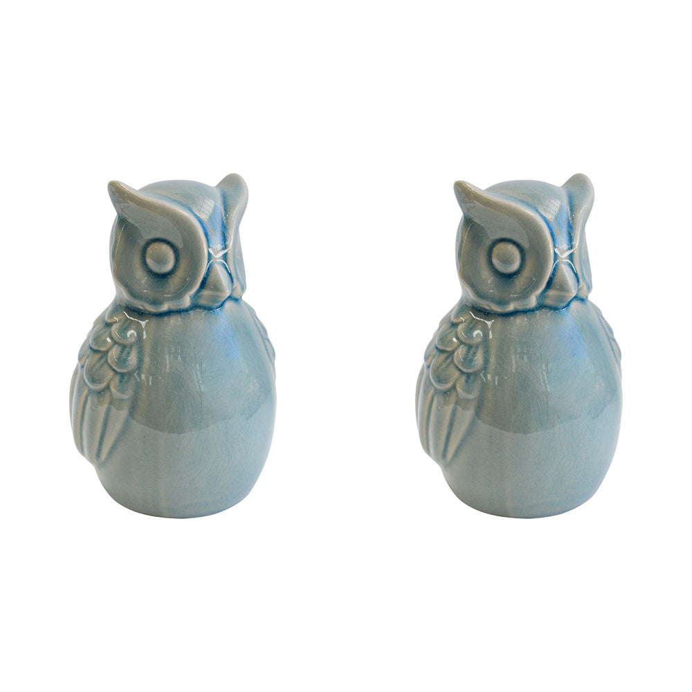 LVD Owl Sml Powder Decorative Sculpture Tabletop Home/Lounge Indoor Decor (2 Pack)