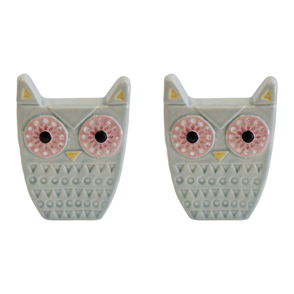 LVD Quirky Owl Ivory Decorative Sculpture Tabletop Home/Lounge Indoor Decor (2 Pack)