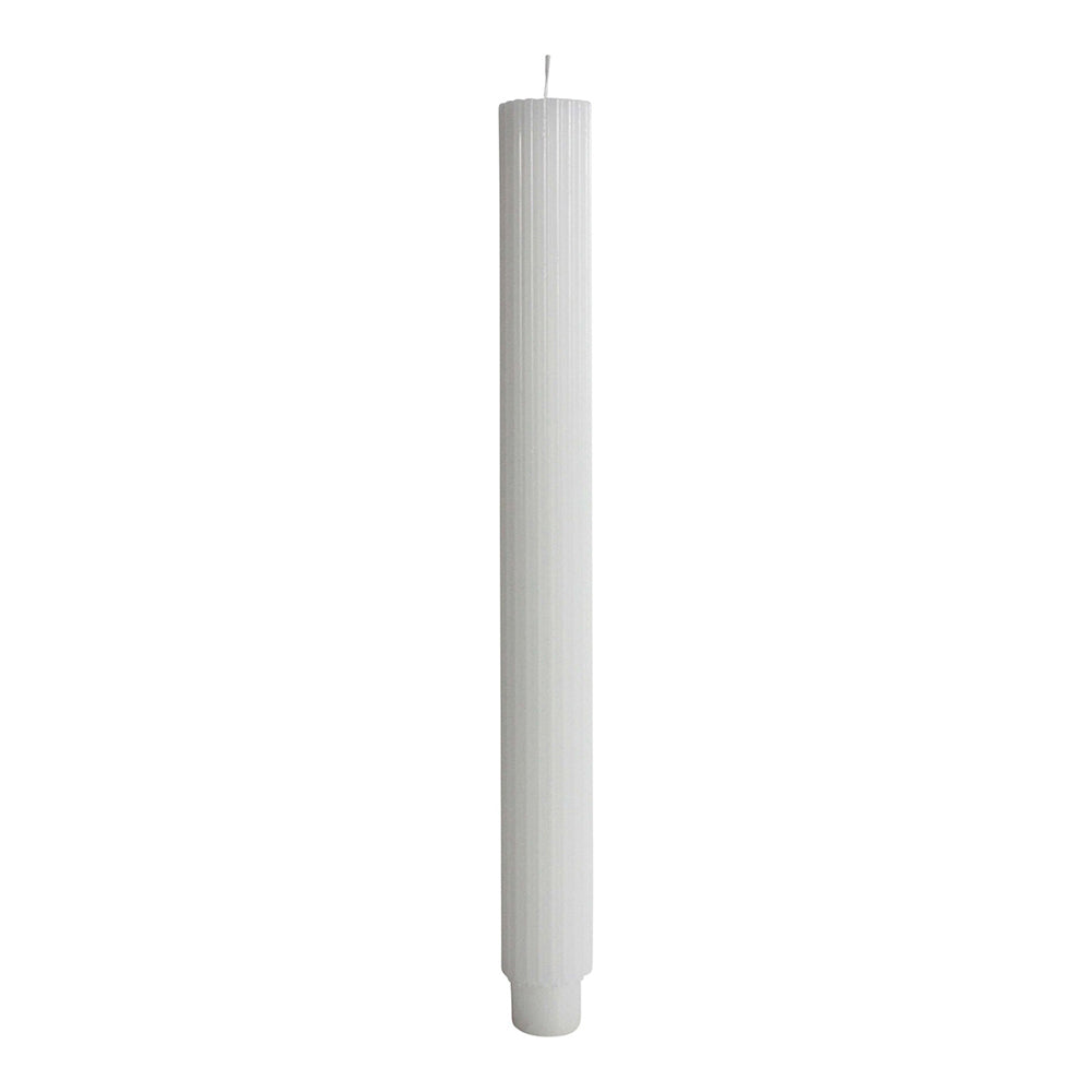 LVD Ribbed Elegant 27cm Unscented Wax Taper Stick Candle Display Home Decor White