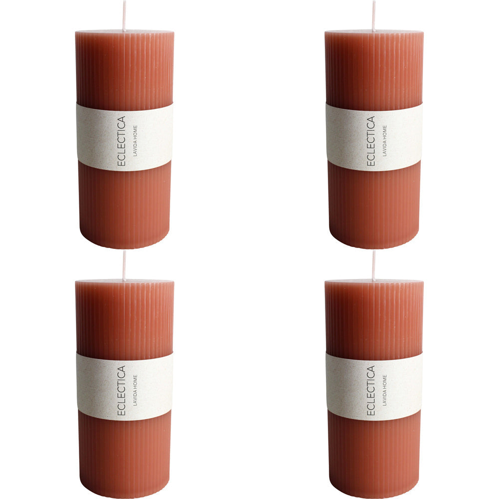 LVD Wax Oversized Candle Elegant Decorative Home Indoor Decor 7x15cm Red (4 Pack)