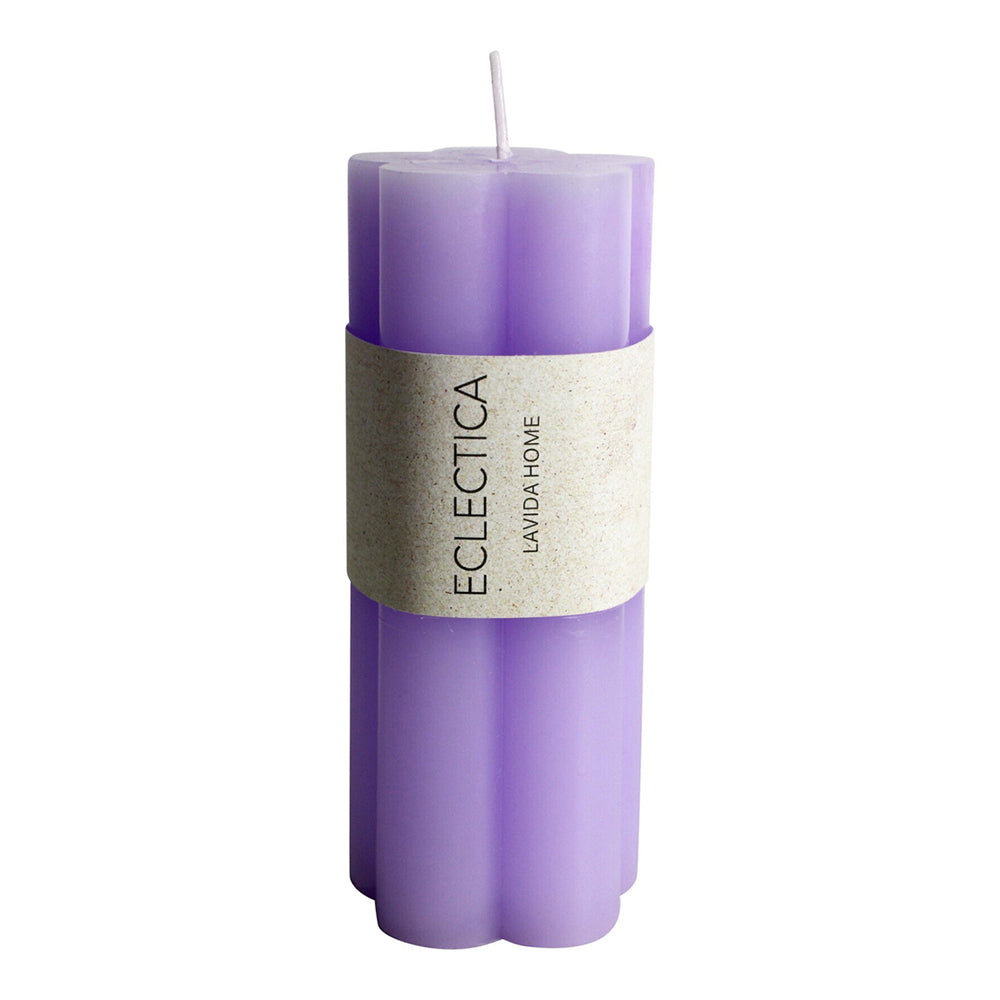 LVD Unscented Flower 12cm Wax Pillar Candle Decorative Display Home Decor Grape