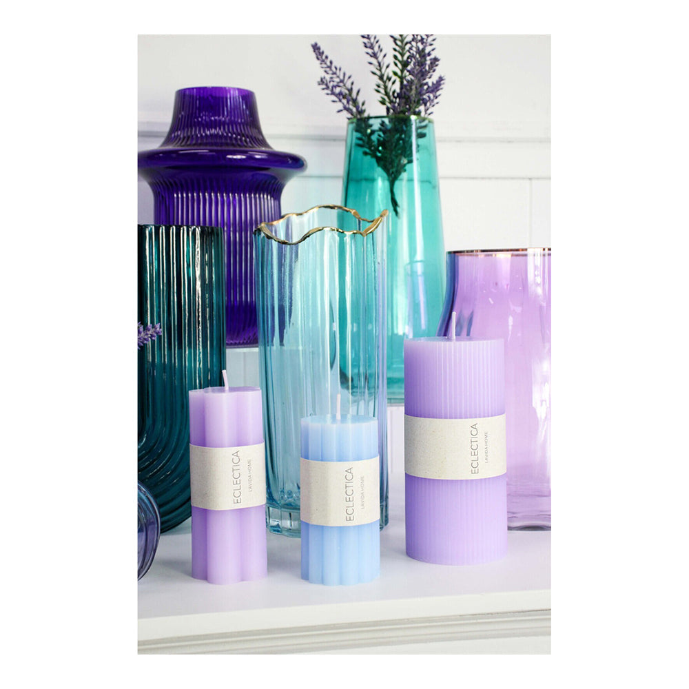 LVD Unscented Flower 12cm Wax Pillar Candle Decorative Display Home Decor Grape — image 2
