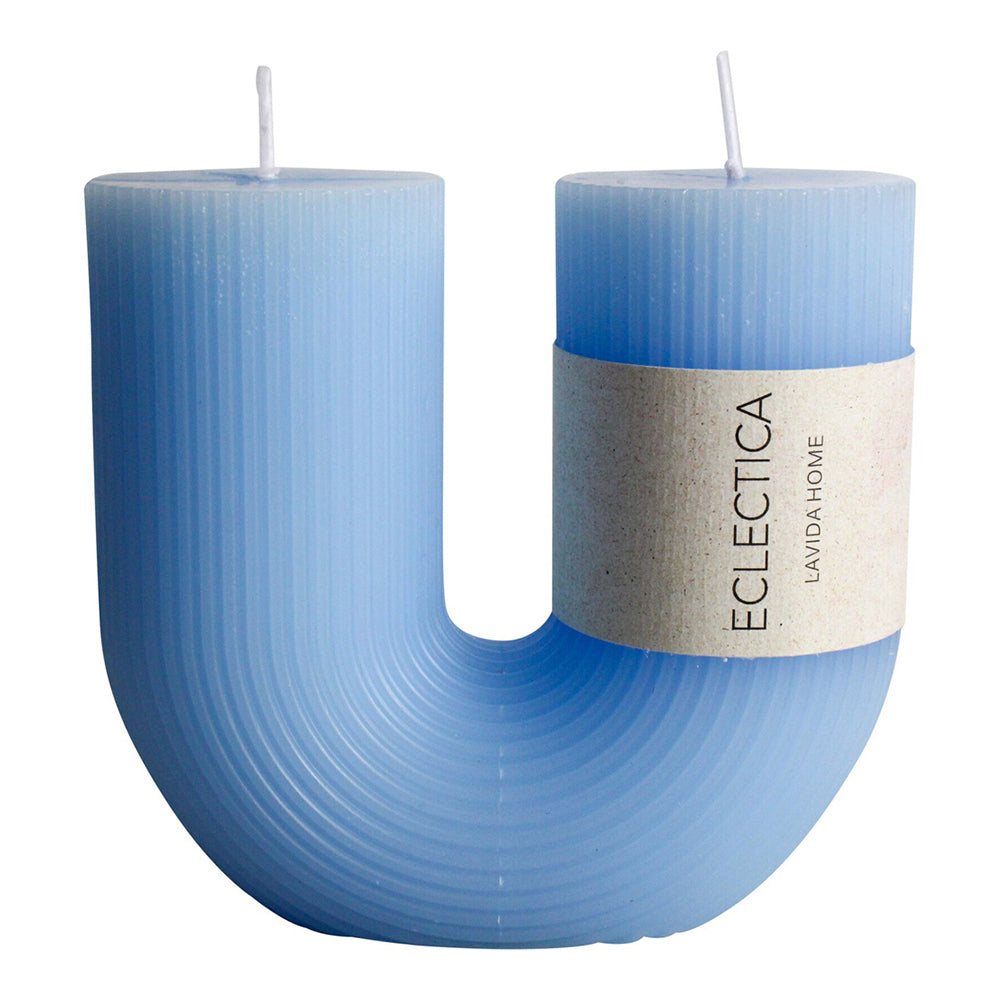 LVD Unscented 11cm Arch U-Shape Pillar Wax Candle Decorative Home Room Display Blue
