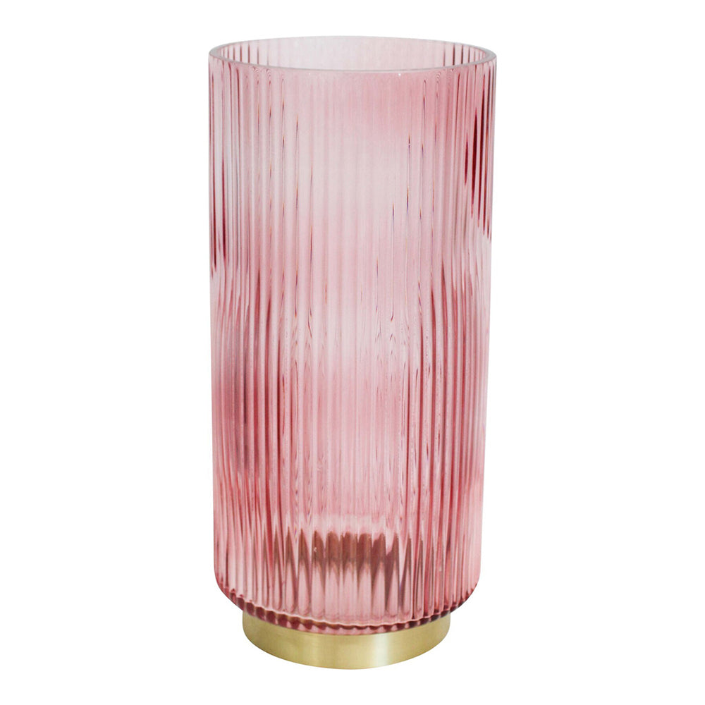 LVD Ribbed 25cm Glass Flower Vase Tabletop Home/Room Display Decor Large Rhubarb