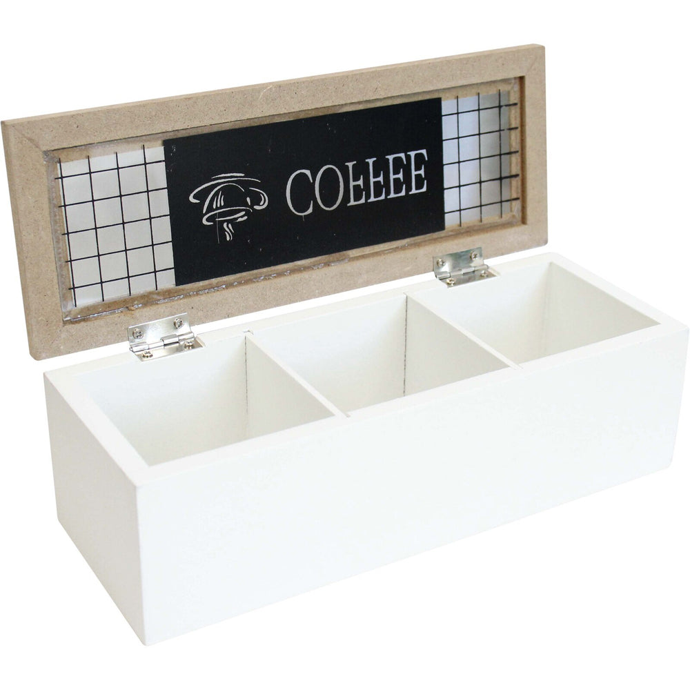 LVD MDF/Glass 24cm Coffee Box Home/Kitchen Decorative Organiser Small White/Natural — image 2
