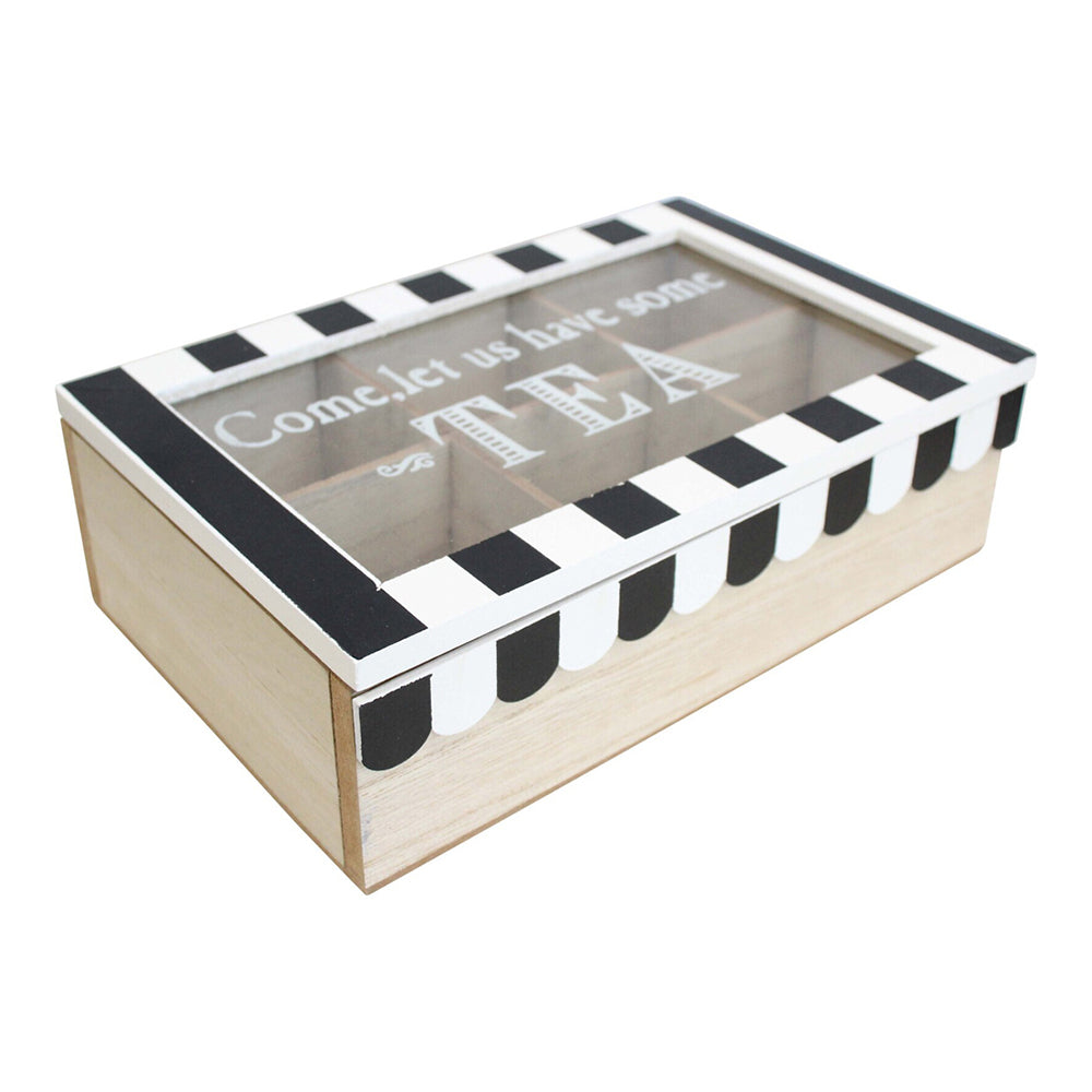 LVD Cafe MDF/Glass 23cm Tea Box Kitchen Decorative Coffee/Teabags Organiser Large