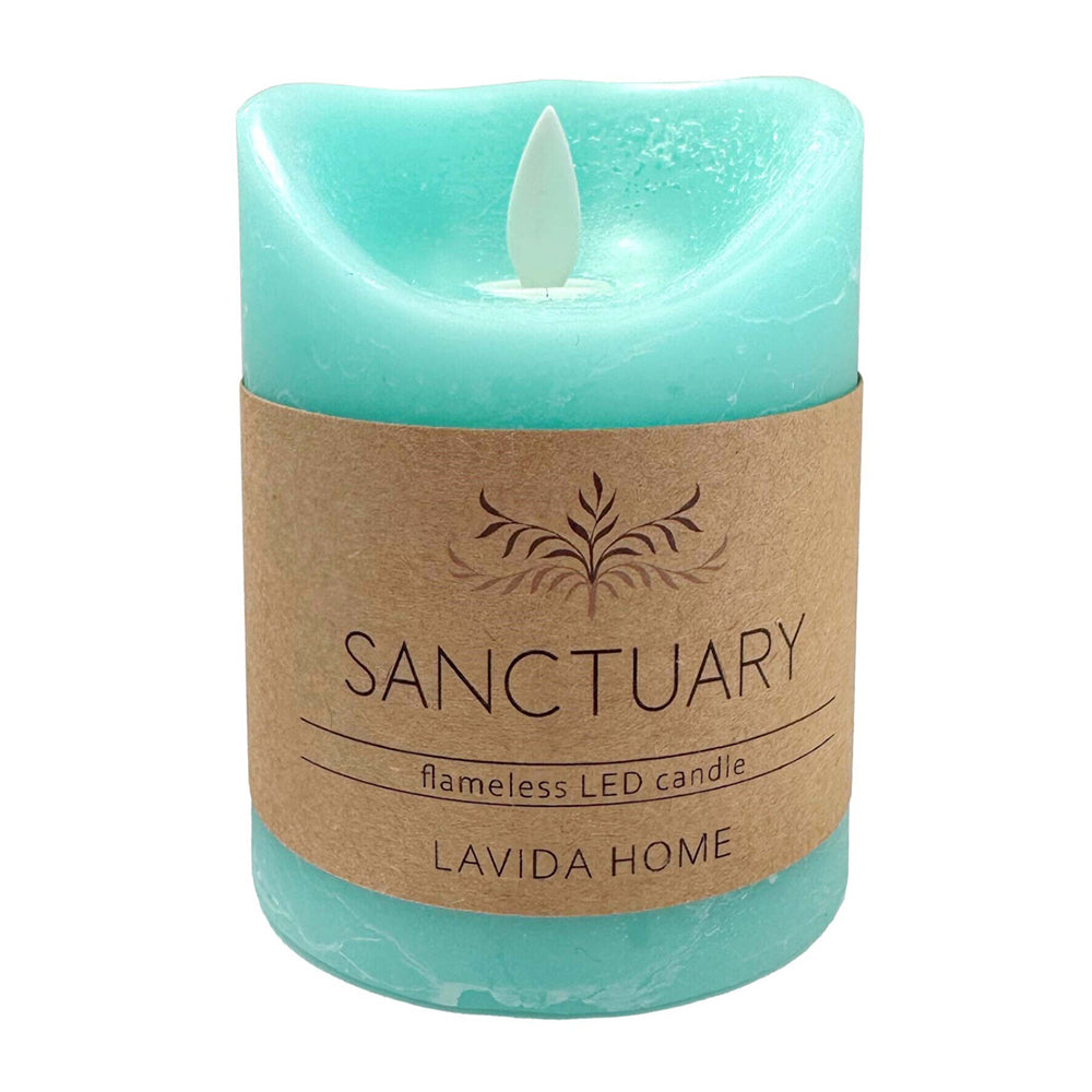LVD Flameless Plastic Wax Pillar Candle Tabletop Home Room Decor Lagoon — image 2