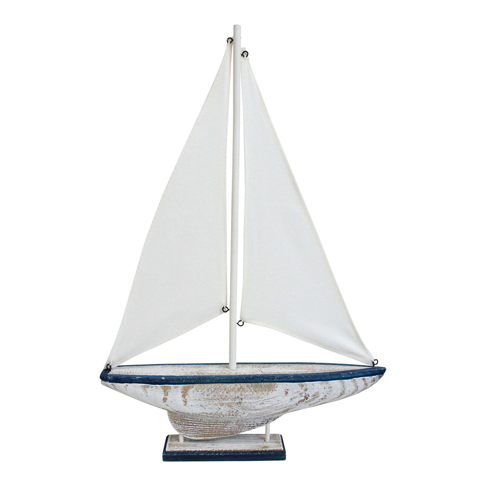 LVD MDF 47cm Sailboat Nautical Centrepiece Home Tabletop Accent Decor Large White