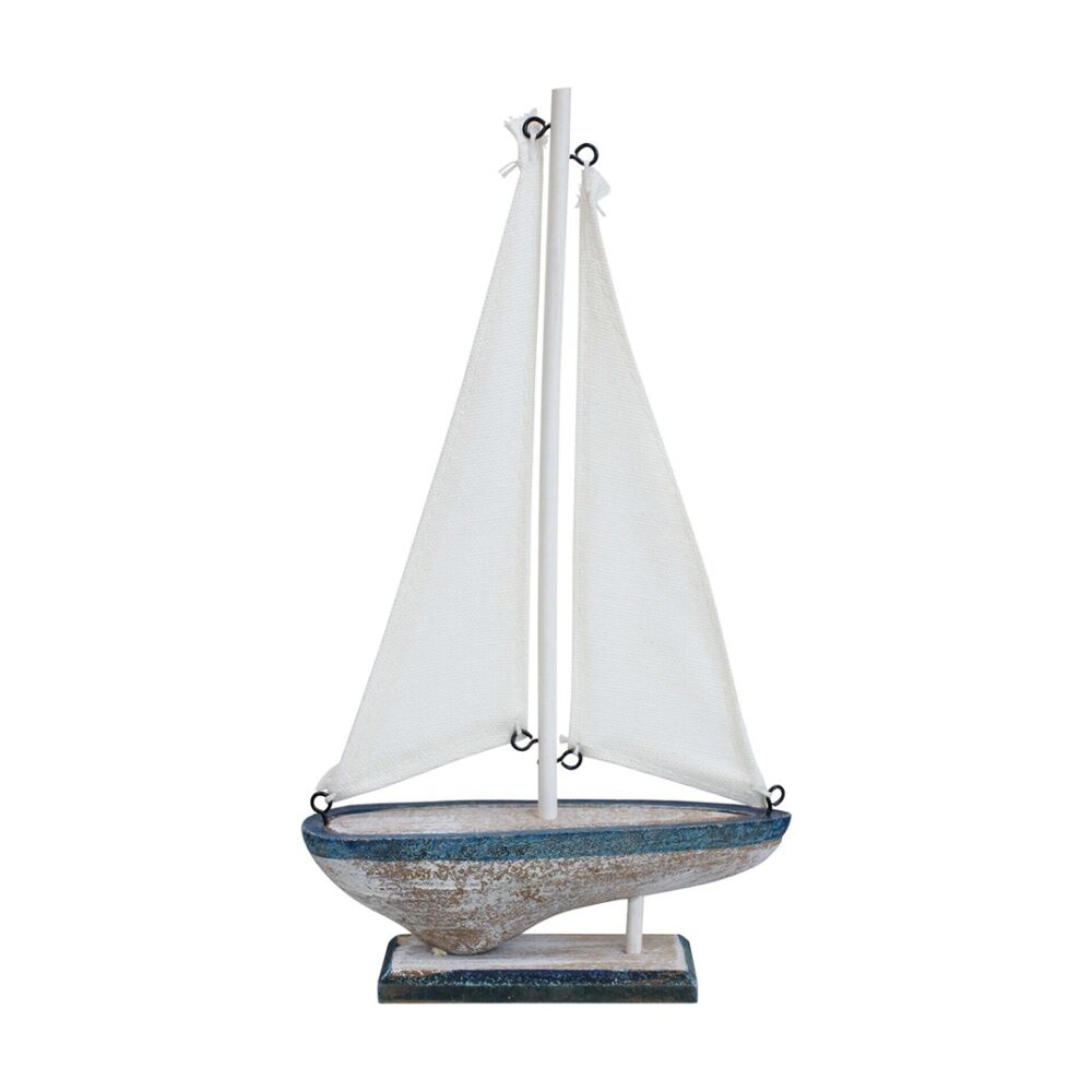 LVD MDF 27cm Sailboat Nautical Centrepiece Home Tabletop Accent Decor Small White