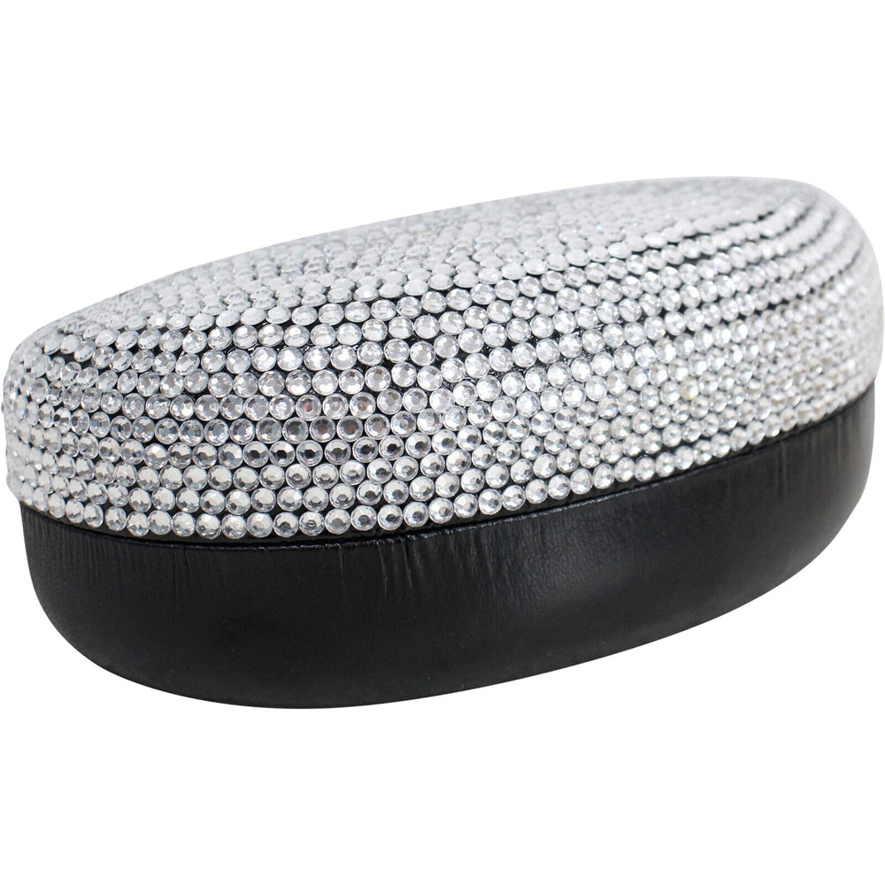 LVD Plastic/Card 16.5cm Sunglasses Case Storage Pouch Oval Silver Bling