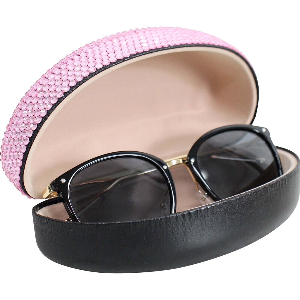 LVD Plastic/Card 16.5cm Sunglasses Case Eye-Glass Storage Pouch Oval Pink Bling