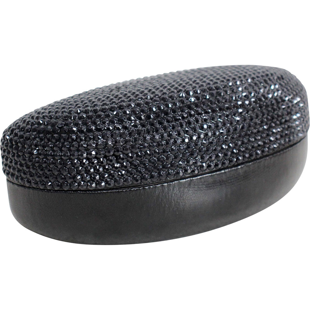 LVD Plastic/Card 16.5cm Sunglasses Case Eye-Glass Storage Pouch Oval Black Bling