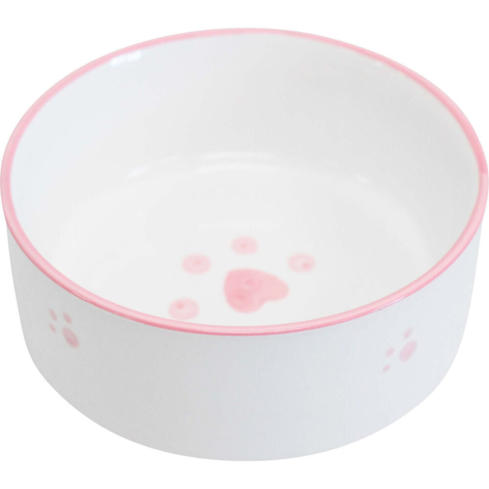 LVD Ceramic Small/Medium Pet Drinking/Feeding Bowl 13x5cm Pink Paws (2 Pack) — image 2