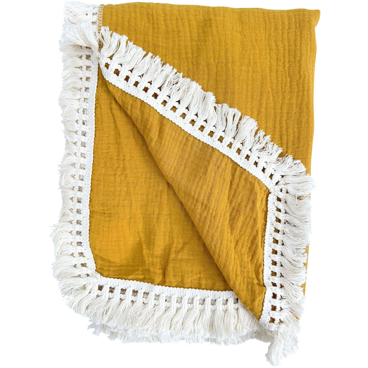 LVD 130cm Cotton Throw w/ Tassels Kids/Baby Comfort Blanket Square Sunstone