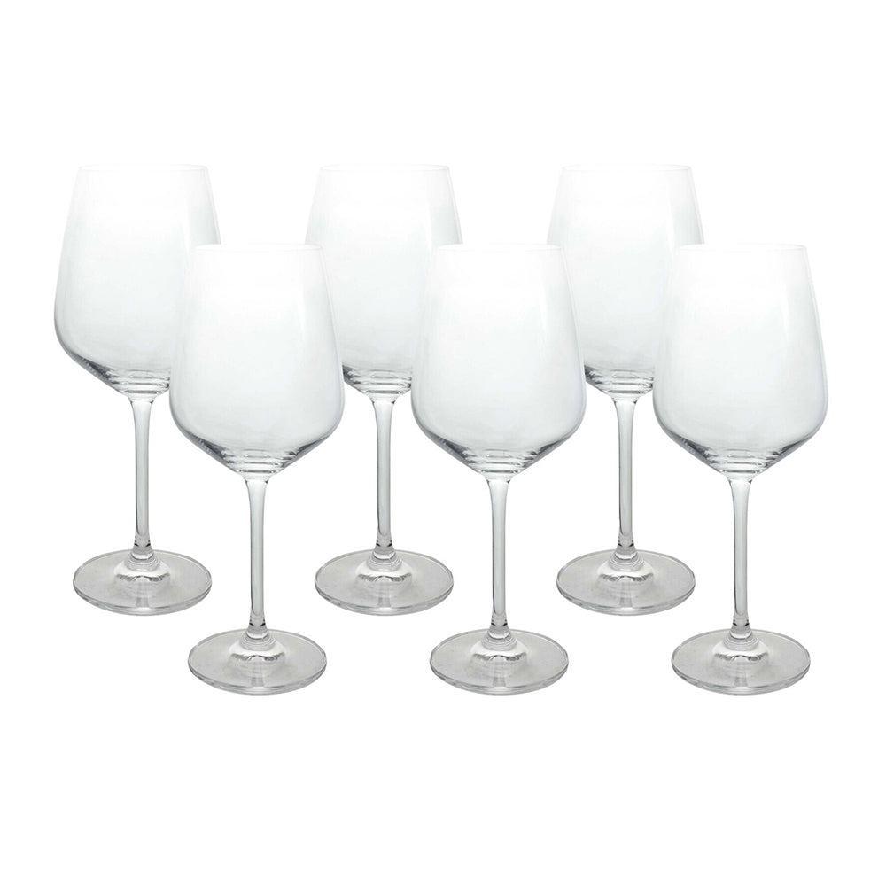 LVD Curve 22.5cm/518ml Stemmed White Wine Glass Party Drink Glassware Set Clear (6 Pieces)
