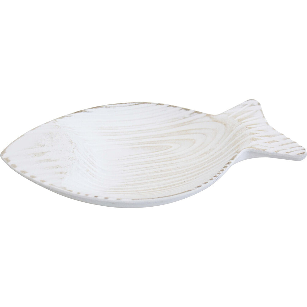 LVD MDF 24cm Fish Bowl Home/Kitchen Decorative Plate/Trinket Large Rustic White — image 2