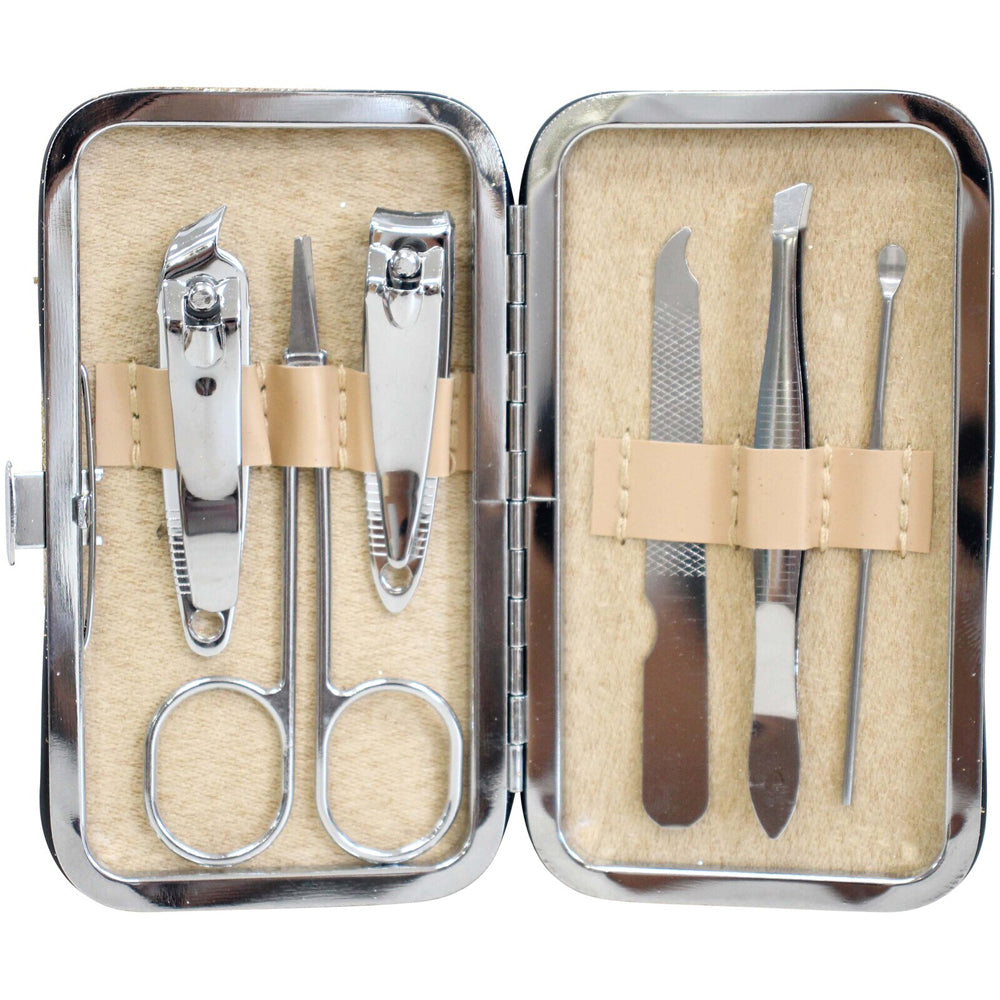 LVD Metal/Plastic 10.5cm Manicure Set Clipper/Cuticle Kit Champagne Glitter (7 Pieces)